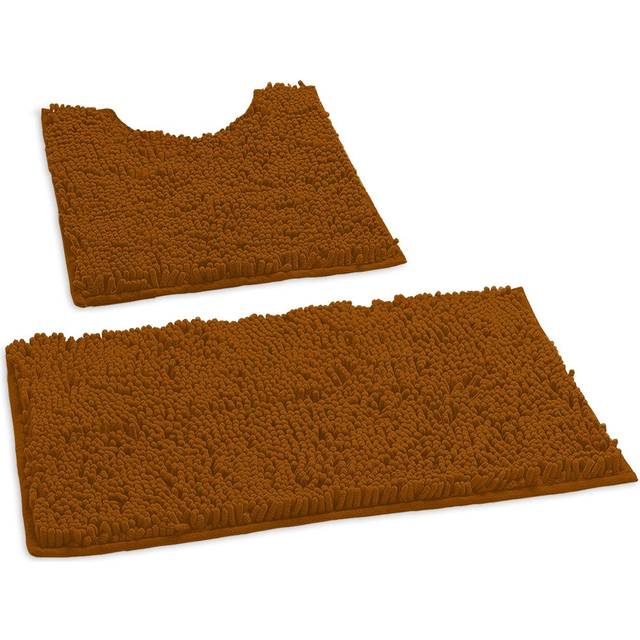 Bathroom Rugs Sets 2 Piece  Luxury Chenille Bath Mat Set  Soft Plush Anti-Slip Bath Rug + U-Shaped Toilet Mat. Microfiber Shaggy Carpet  Super Absorbe
