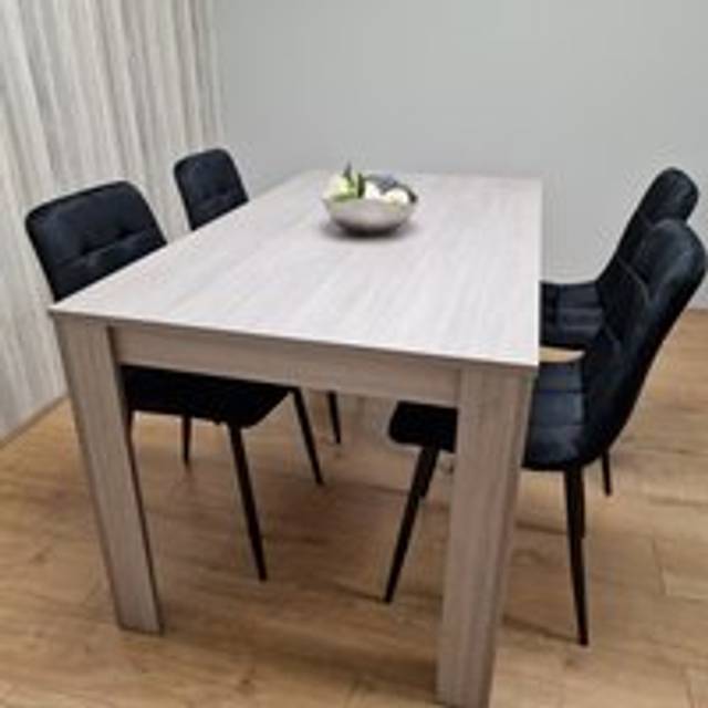 Kosy Koala Dining Table Grey And 4 Chairs 4 Black Velvet Chairs Wood, Multi