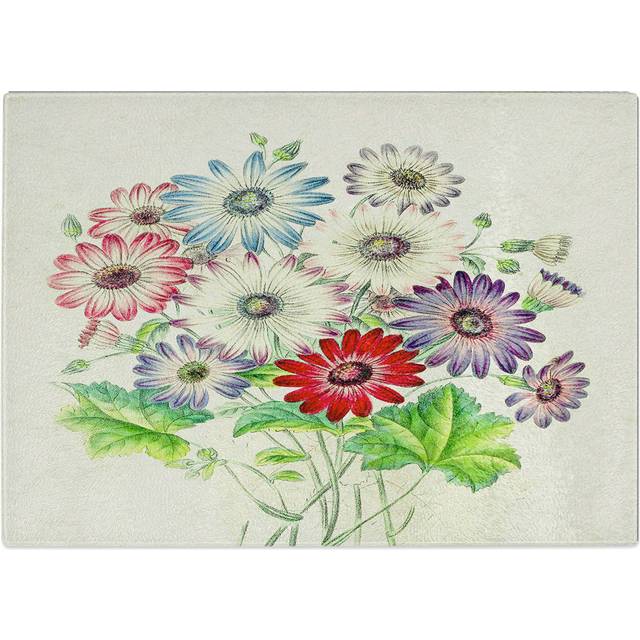 Tempered Glass Bunch of Wild Flowers Chopping Board (28.5 cm W x 20 cm L)