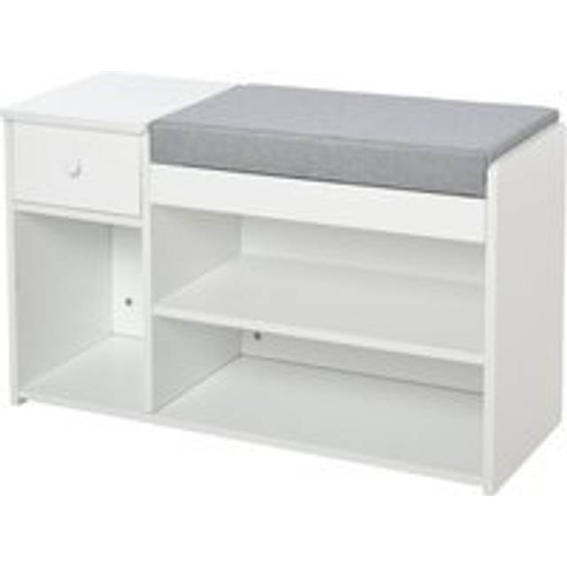 Homcom Multi-storage Shoe Bench W/ Drawer 3 Compartments Cushioned Home Organisation Furniture Tidy Boots Hallway Entryway White