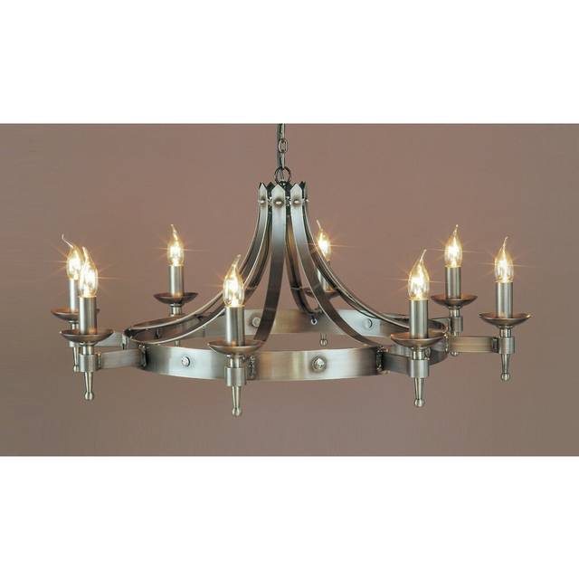 Grandfield 8-Light Wagon Wheel Chandelier - Sterling Silver (40cm H X 91cm W X 91cm D)