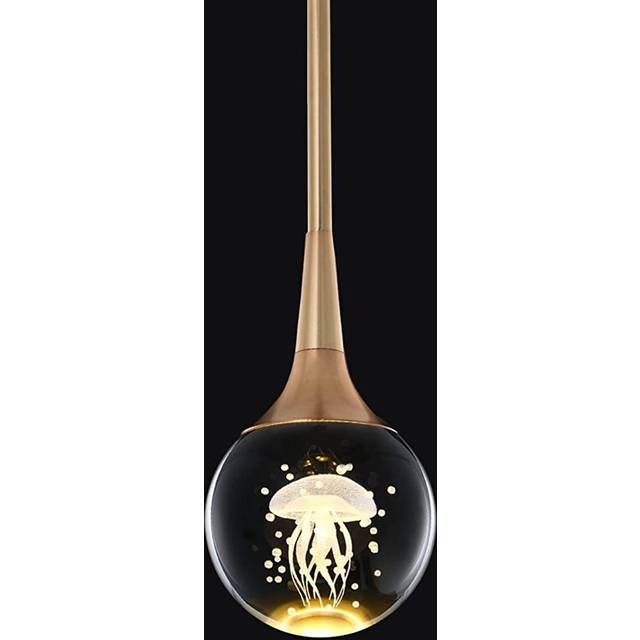 Delacerda 1 - Light Single Globe LED Pendant - Gold (10cm H X 10cm W X 10cm D)