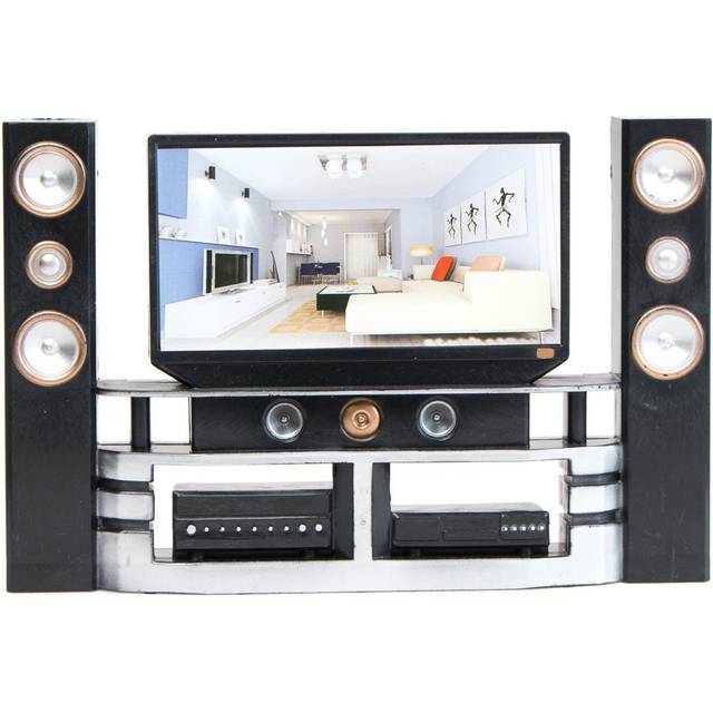 E-TING Miniature Dollhouse Furniture Accessories Playset for 11.5-12 inches Dolls (Hi-Fi TV Cabinet Set)