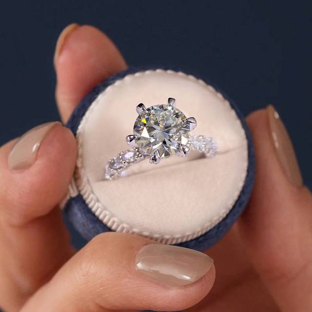 Esberry 1Pc 3ct White Moissanite  Engagement Ring Wedding Band For Women S925 Sterling Silver Eternity Ring Promise Ring Anniversary Ring  Luxury Jewelry Gift