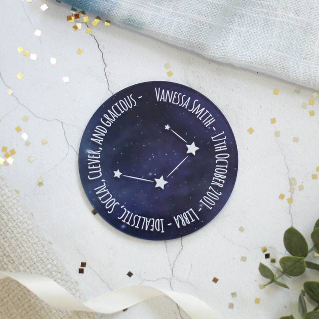 Personalised Constellation Coaster, Star Signs (1cm X 10cm W X 10cm D)