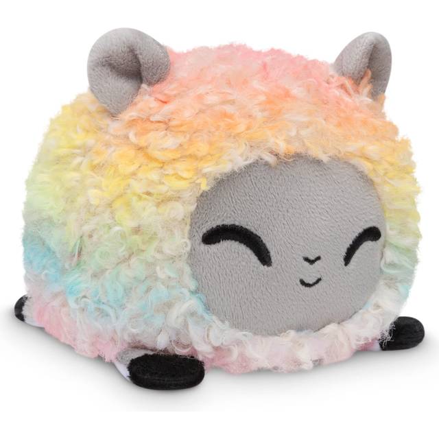 TeeTurtle - The Original Reversible Sheep Plushie - Pride - Gray + White Rainbow - Cute Sensory Fidget Stuffed Animals That Show Your Mood!
