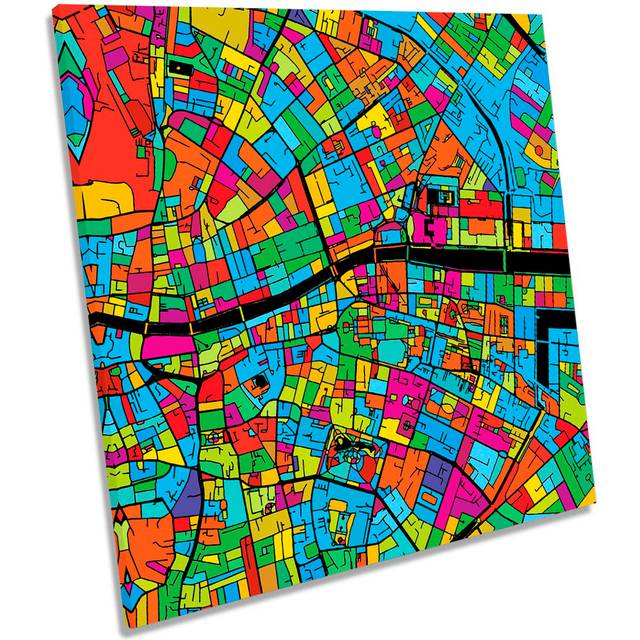 Dublin City Modern Map - Wrapped Canvas Graphic Art (60cm H x 60cm W x 2cm D)