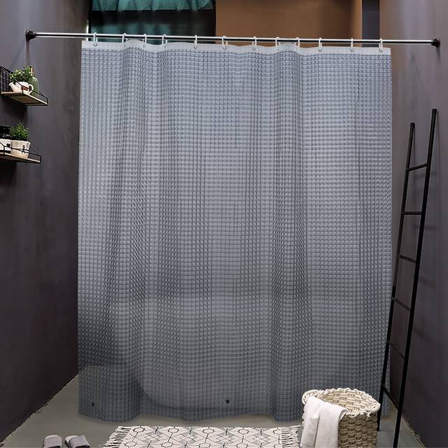 NTBAY EVA Semi-Transparent Clear Shower Curtain with Gray Checkered  Waterproof Liner with 3 Magnets for Bathroom  72x72 Inches