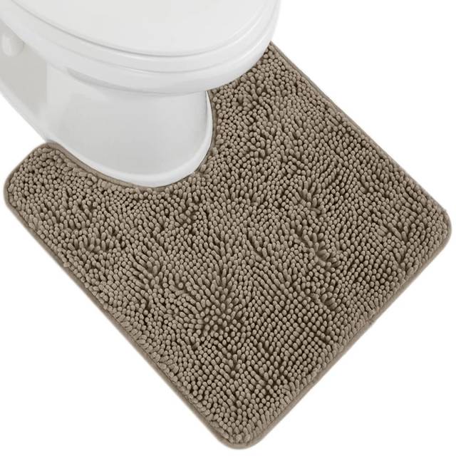 Gorilla Grip Shaggy Chenille Bath Rug Mat for Toilet Base  Machine Washable  Microfiber Dries Quickly  Plush Absorbent Contour Mats for Toilets  Bathr