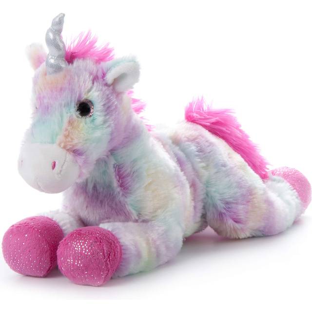 The Petting Zoo  Unicorn Stuffed Animal Plush Toy  Unicorn Gifts for Girls  Pastel Tie Dye Rainbow Unicorn with Silver Sparkly Horn  14 inch
