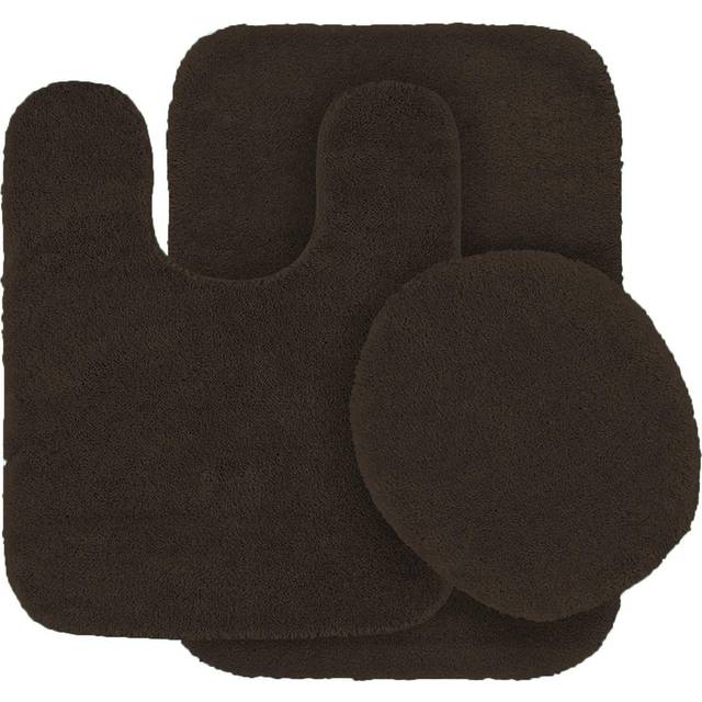 3 pc Solid Color Chocolate/Brown Bathroom Rug Set Bath Mats Super Soft Anti Slip Soft Mats New