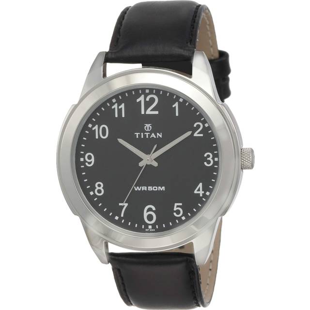 Titan Neo Men's Designer Watch - Quartz, Water Resistant, Leather Strap - Black Band and Black Dial
