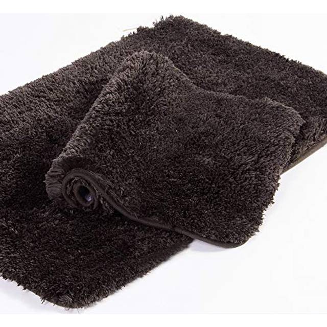 Walensee Shaggy 2 Piece Bath Rug Set  (20 x 32  2 Pack Set  Brown) Bathroom Rug Set Bath Mats for Bathroom Machine Wash/Dry Absorbent Bathroom Mats Se