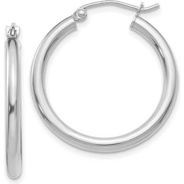 2.5 mm Leslies 14K White Gold Polished Lightweight Tube Hoop Earrings