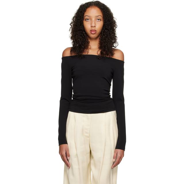 Esse Studios Black Off-The-Shoulder Long Sleeve T-Shirt - Black - AU 12