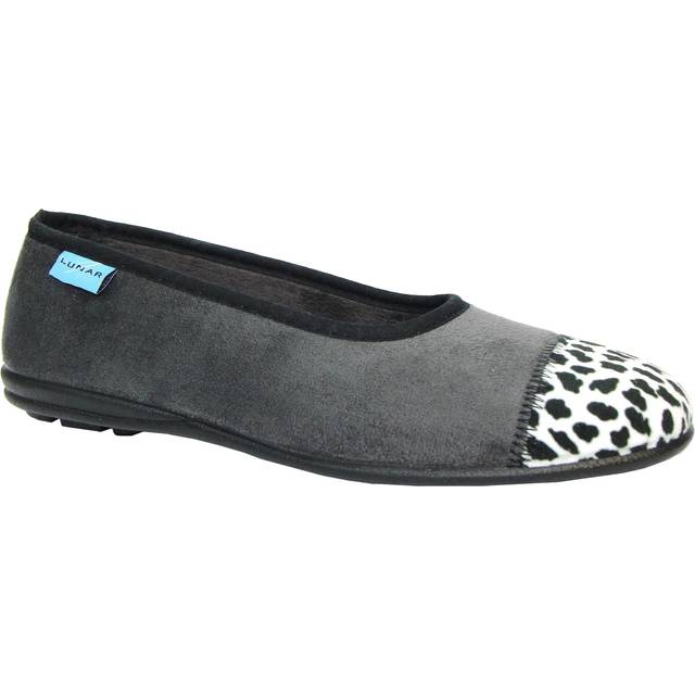 Lunar Womens/Ladies Jessie Leopard Print tofflor 7 UK grå