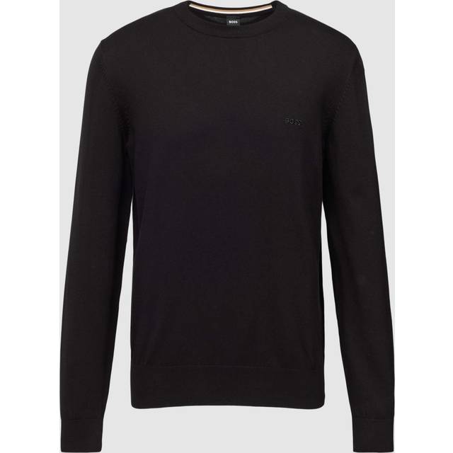 Hugo, Round-neck Knitwear, male, Black, L, Black Knitwear for Men