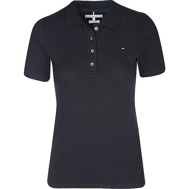 Tommy Hilfiger for woman. WW0WW42047 1985 navy polo shirt (M), Casual, Short sleeve, Organic Cotton, Sustainable