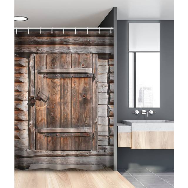 Ambesonne Vintage Stall Shower Curtain  Rustic Wooden Door of Old Barn in Farmhouse Countryside Village Aged Rural Life Image  Fabric Bathroom Decor S