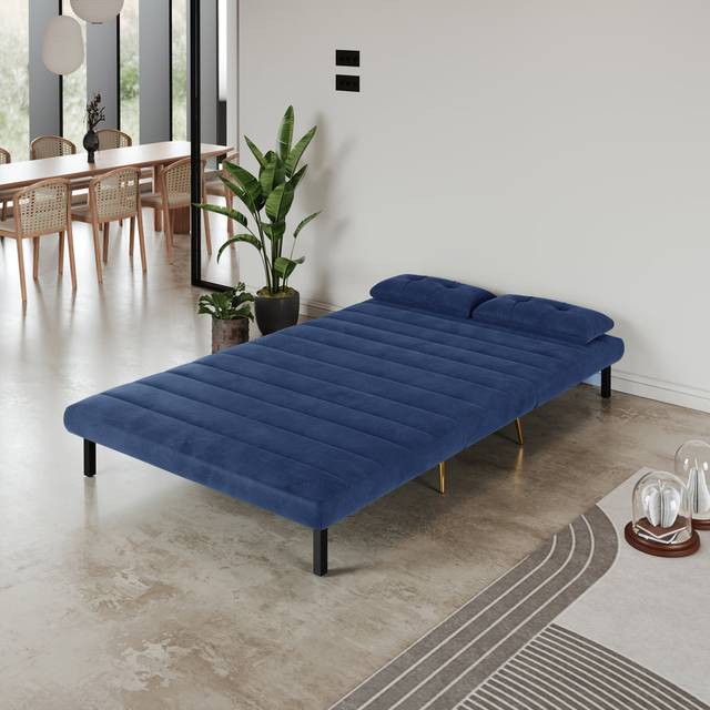 Guille 118Cm Armless Sofa Bed - Blue (79cm H X 118cm W X 186cm D)