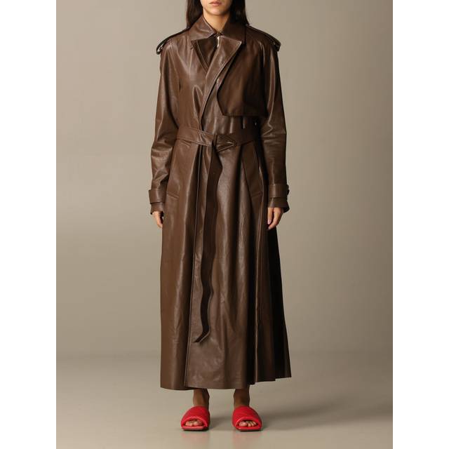 Bottega Veneta, Trench Coats, female, Brown, 2XS, Elegant Leather Trench Coat