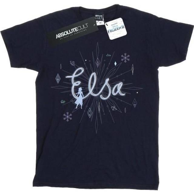 Frozen 2 Elsa Snowflake Cotton T-Shirt - Navy - 7-8 Years