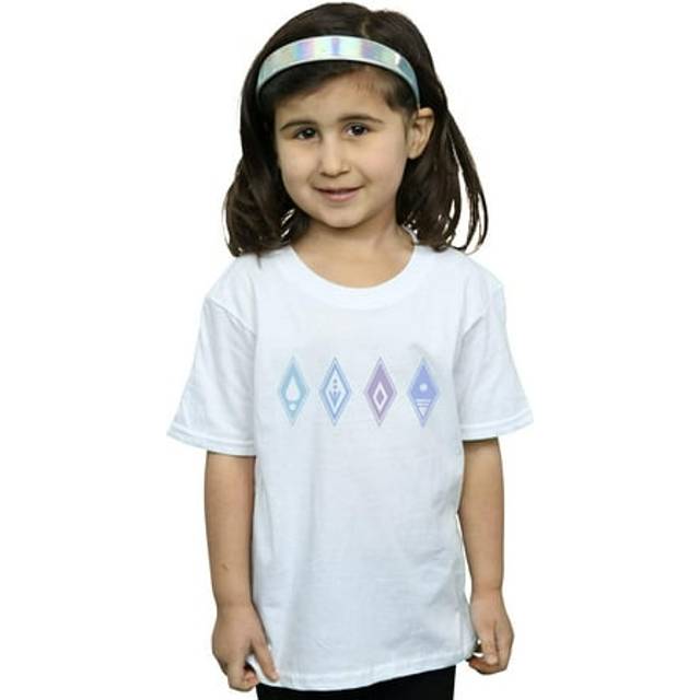 Disney Girls Frozen 2 Elements Symbols T-shirt i bomull 9-11 Years vit