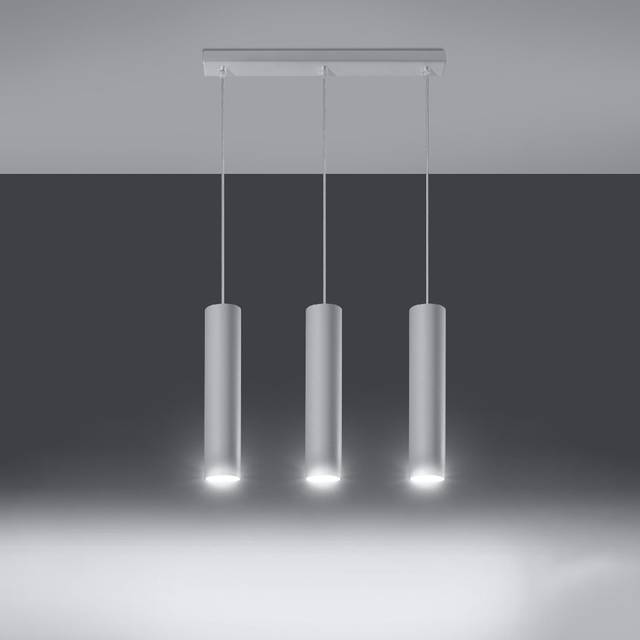 3-Light Kitchen Island Cylinder Pendant - White (30cm H X 6cm W X 6cm D)