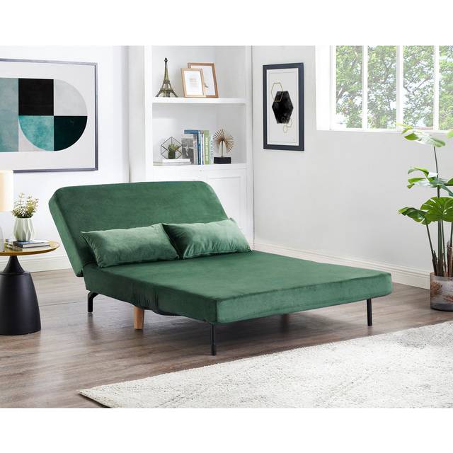 Grooms 120Cm Velvet Armless Sofa Bed - Green Velvet (81cm H X 120cm W X 80cm D)