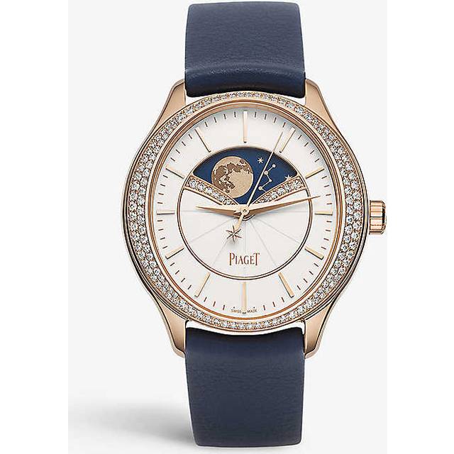 Piaget Womens White G0a40110 Limelight Stella 18ct Rose-gold, 0.6ct Brilliant-cut Diamond and Leather Automatic Watch 36mm - WHITE