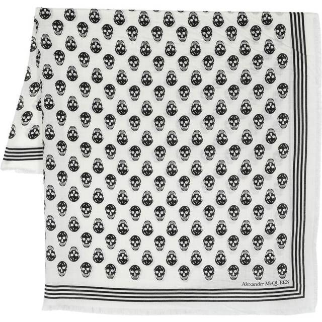 Luxury Skull-Print Wool Scarf
