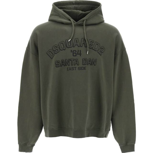 Men's Dsquared2 Loose Fit Santa Dan Logo Green Hoodie - Tan - Size: 40