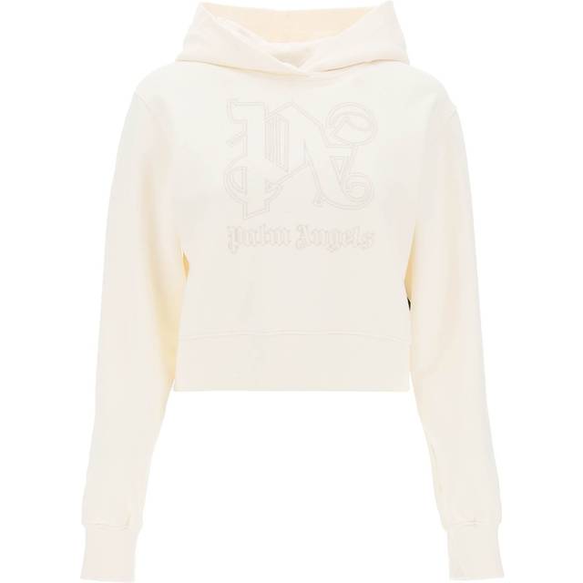 Palm Angels Women's Ivory Cotton Sweatshirt in White | Size Medium | PWBB069R24FLE001 Color 0303 (M)