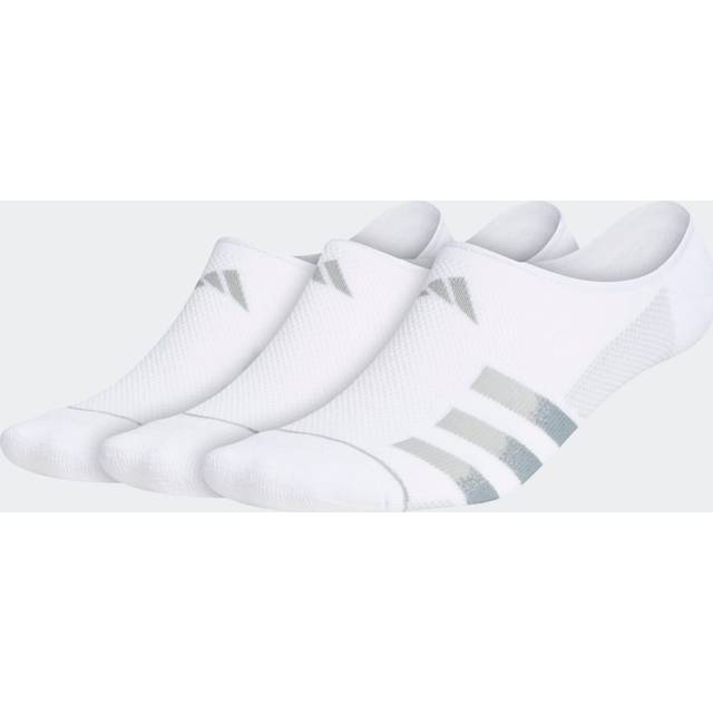 adidas mens Superlite Stripe 3 Super No Show Socks (3-Pair )  Whitecle
