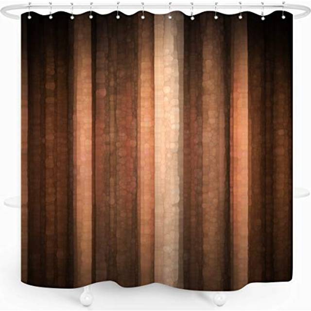 ZXMBF Brown Copper Shower Curtain Bronze Rust Striped Earth Tone Pale for Mens Peach Tan Clay Strip Farmhouse Rustic Vintage Bathroom Fabric 72x72 Inc