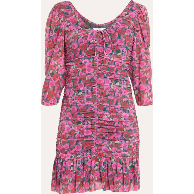 GANNI Ruched Mesh Mini Dress