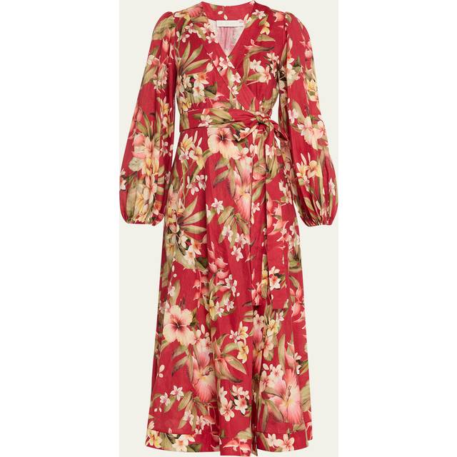 Zimmermann Lexi floral linen wrap dress - multicoloured (UK 8)