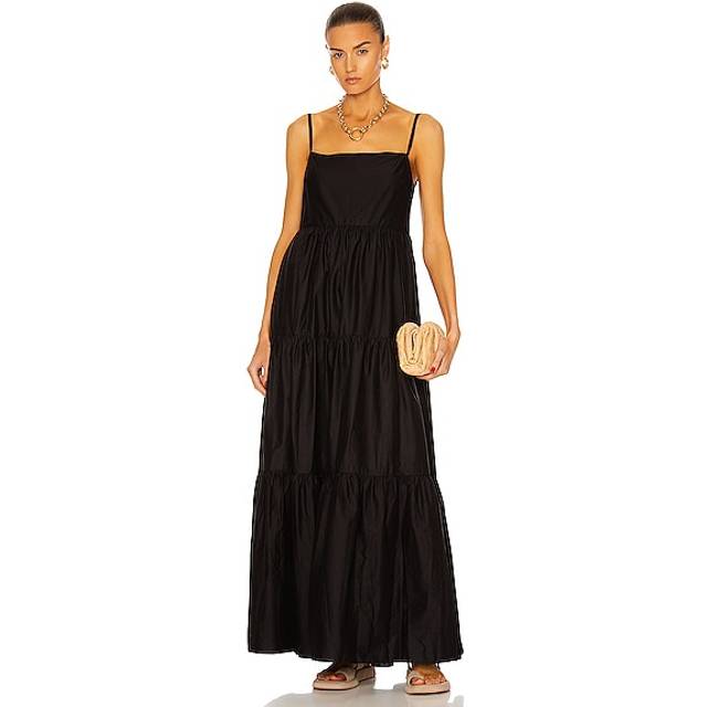 Matteau Tiered Low Back Sun Dress in Black - Black. Size 5 (also in ). (5)