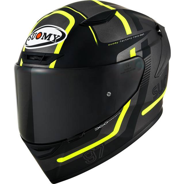 Suomy Track-1 Ninety Seven Full Face Helmet Matt Gun Metal-Yellow M (M)