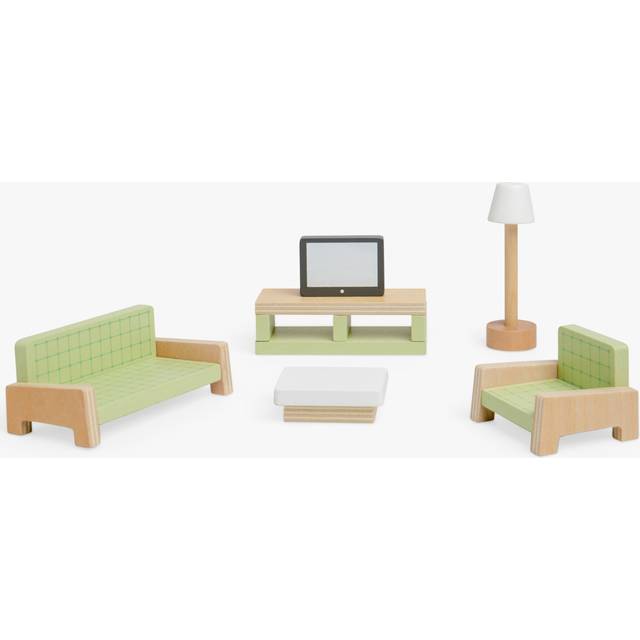 John Lewis Odney Wooden Doll's House Kids' Living Room Furniture Set