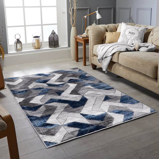 Wade Logan Vanant Dhurrie Navy Blue/Grey Rug Navy Rectangle 120 x 170cm