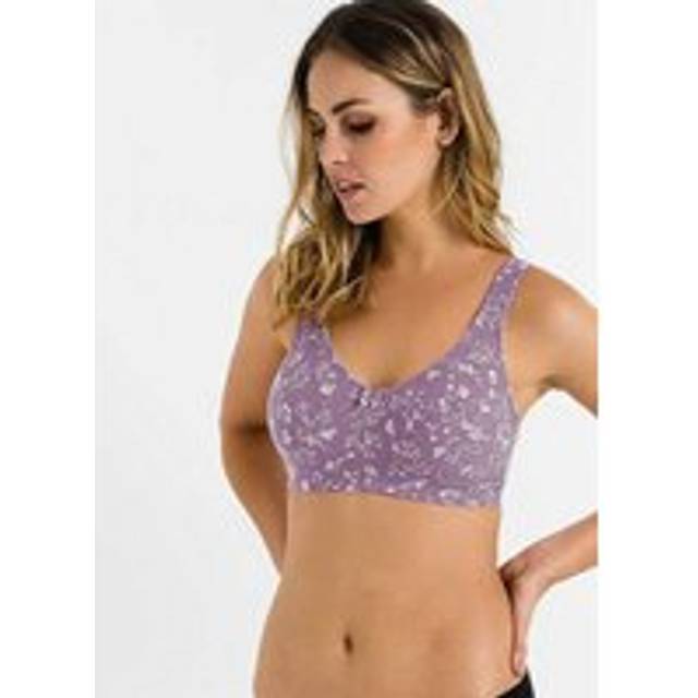 bonprix Pack of 2 Floral Printed Bras - Lavender / White