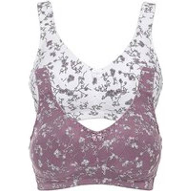 bonprix Pack of 2 Floral Printed Bras - Lavender / White