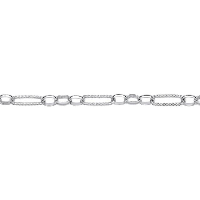 Jewelco London Ladies Sterling Silver Figaro Twisted Oval Paperclip Belcher Chain Necklace 5mm 20 inch 50cm - GVK437