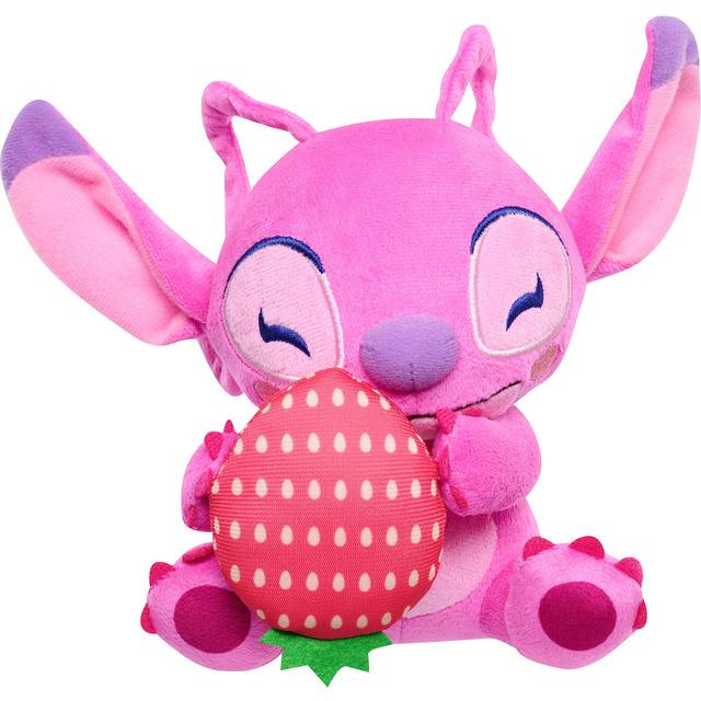 Disney Stitch Small 7-inch Plush Stuffed Animal  Angel with Strawberry  Kids Toys for Ages 2 Up by Just Play