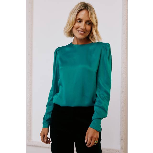 Emelia Satin Top | Teal - Blue/Green