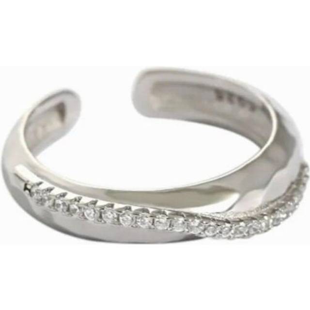 Andywen 925 Sterling Silver Twist Zircon CZ Ring Resizable Adjutsable Rings Women Fine Jewelry Wedding Jewels - Multicoloured
