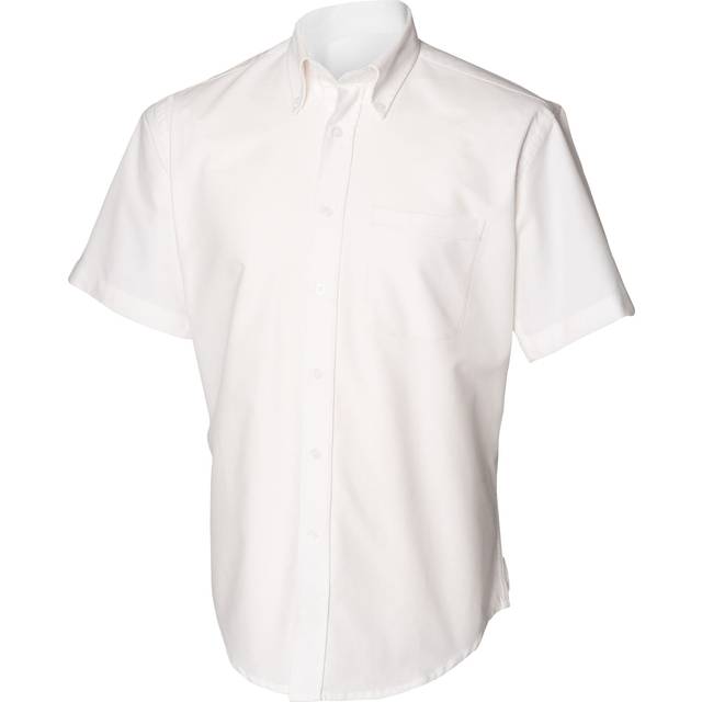 (L, White) Henbury Mens Short Sleeve Classic Oxford Work Shirt