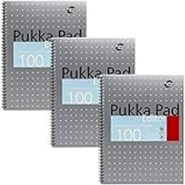 Pukka Pad, A4+ Metallic Editor Pad 3 Pack - Wirebound Notebook with 8mm Lines and 80GSM Paper - 100 Pages