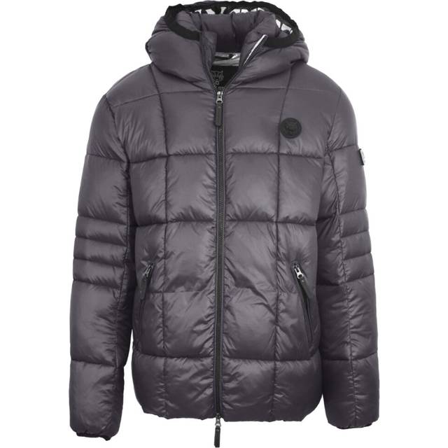Plein Sport Mens Small Circle Logo Quilted Grey Jacket - Size Large